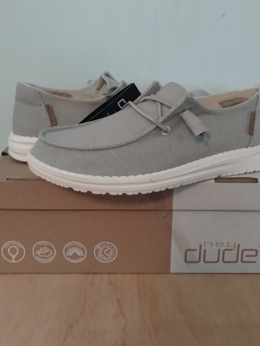 Women's Hey Dude Wendy Chambray Grey Slip-On Shoes - Light Gray